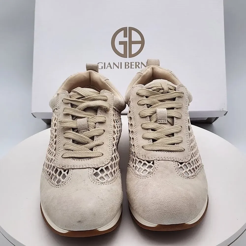 NEW - Giani Bernini Tesiaas Buff Nude Mesh Lace-Up Sneakers Women's Size 9 M